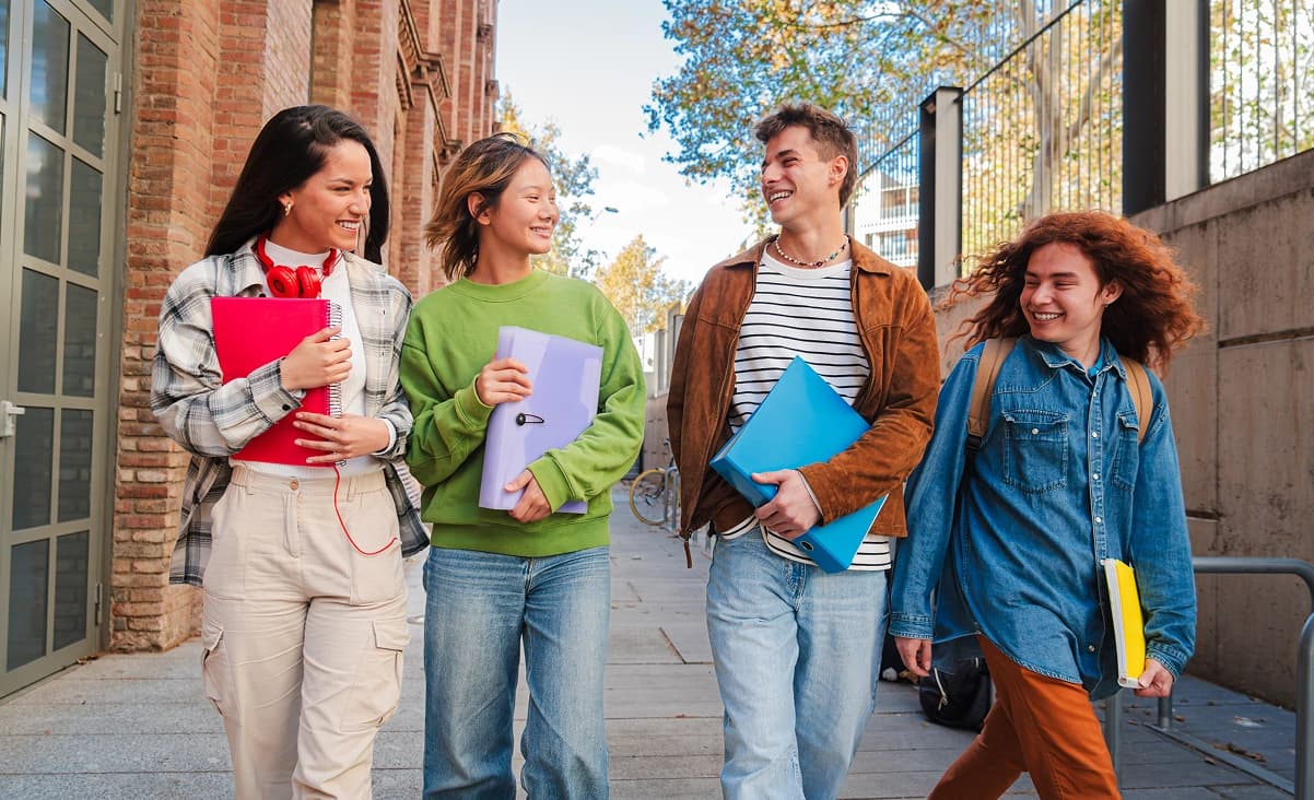 Students walking on campus