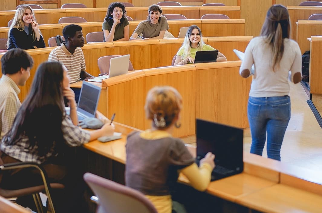 Diverse group of students studying